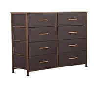 Cassettiera Mobiletto 8 Cassetti Comodo Tessuto Marrone Chiaro Marrone Scuro
