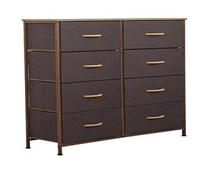 BAKAJI Cassettiera Comodino 8 Cassetti Ripiani Capiente Comodo Vasto Versatile Casa Mobile Mobiletto Resistente Tessuto Multicolor Robusto Arredamento Salvaspazio Dimensioni 96x81x30cm (Marrone)
