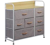 BAKAJI Cassettiera in Tessuto con 7 Cassetti Struttura in Metallo e Piano Superiore in MDF, Mobile Versatile e Capiente Ideale per Ingresso, Camera da Letto, Soggiorno, 78,5x80x29 cm (Grigio)