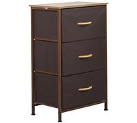 BAKAJI Cassettiera Resistente 3 Ripiani Multicolor Mobile Mobiletto Armadio Armadietto Tessuto Bicolor Robusto Multiuso Arredamento Ufficio Salvaspazio Dimensioni 75x46x30cm (Marrone)