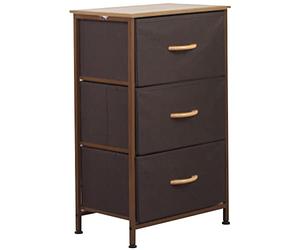 BAKAJI Cassettiera Resistente 3 Ripiani Multicolor Mobile Mobiletto Armadio Armadietto Tessuto Bicolor Robusto Multiuso Arredamento Ufficio Salvaspazio Dimensioni 75x46x30cm (Marrone)