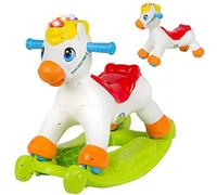 BAKAJI Cavallo a Dondolo 2in1 Cavalluccio Cavalcabile Trasformabile in Ride On 4 Ruote con Luci e Suoni Alfabeto e Numeri Giocattolo Prima Infanzia Educativo Bambino