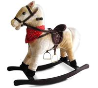 Bakaji Cavallo a Dondolo per Bambini Con Suoni Realistici Nitrisce e Muove la bocca Struttura in Legno e Tessuto Peluche di qualità Giochi Infanzia (Tortora)
