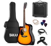 BAKAJI Chitarra Elettro-Acustica 41 Pollici con Amplificatore Custodia, Kit Ricambio Corde, Plettri, Cavo e Tracolla, Chitarra Folk Forma Cutaway Colore Sunburst per Adulti e Principianti