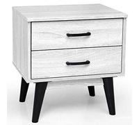 Comodino Mobiletto Cassettiera 2 Cassetti Tavolino Design Moderno Legno Bianco