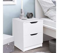 BAKAJI Comodino Camera da Letto Mobiletto Cassettiera 2 Cassetti Maniglia a fessura Design Moderno in legno MDF Mobile Arredo Casa Dimensione 50 x 40 x 40 cm (Bianco)