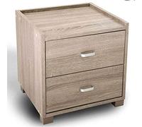 BAKAJI Comodino Camera da Letto Mobiletto Cassettiera 2 Cassetti Maniglia in Metallo Design Moderno in legno MDF Colore Rovere Mobile Arredo Casa Dimensione 40 x 43 x 44 cm