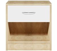 BAKAJI Comodino Semplice Bianco Mobile con Cassetto e Ripiano Inferiore Robusto Resistente Design Moderno Minimal Camera da Letto Soggiorno Casa Ufficio Versatile Multiuso Spazioso (Quercia e Bianco)