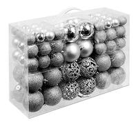 Bakaji Confezione 100 Palline Di Natale Diametro 3/4/6 cm Addobbi e Decorazioni Per Albero Di Natale (Argento)