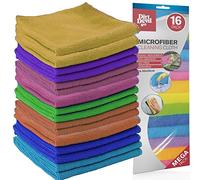 BAKAJI Confezione 16 Panni in Microfibra, Colori Multipli, Durevole e Resistente, Stracci Multisuperficie per Pulizia Tutti gli Usi, Dimensioni 30 x 30 cm, Cattura Polvere e Sporco