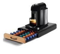 Bakaji Contenitore Porta Capsule e Cialde Caffè compatibile con tutti i tipi di marche Struttura In Metallo Nero Cassetto Estraibile In Legno 26,5 x 39 x 6 cm (Rettangolare)