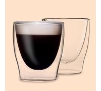 BAKAJI Coppia di Bicchieri Doppia Parete Isolante Cappuccino Bicchieri Caffe Acqua Vetro 200ml Tazze Tazze Trasparenti per Caffè Bicchieri Termici Doppio Vetro