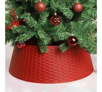 BAKAJI Copribase Albero di Natale Diametro 73-60 cm, Decorazione Collare Copri Base Natalizio, Addobbi Natalizi in PVC Design Intrecciato, Gonna Natalizia per Alberi (Rosso)