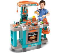 BAKAJI Cucina Giocattolo per Bambini con Luci e Suoni, Playset Chef con Forno e Fornelli, Gioco Azzurro con 34 Accessori Cibo Realistici, Ideale per Bambini e Bambine