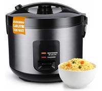 BAKAJI Cuociriso Elettrico Capacità 1.8 Litri con Cottura Automatica Sana e Veloce, Cuoci Riso Potenza 700 W per Cucina Carne, Verdure, Frutta e Fiori, Pentola Antiaderente, Facile Utilizzo (Nero)