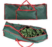 Bakaji Custodia Per Albero di Natale Extra Large, Sacco Borsa Porta Albero fino a 270 cm, in Tessuto Antistrappo Rivestito in PVC con Tasca e Manici, Dimensione 125 x 30 x 50 cm Verde e Rosso