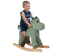 BAKAJI Dinosauro a Dondolo Cavalcabile Giocattolo per Bambini con Suoni Realistici e Struttura in Legno Resistente e Tessuto, Gioco Prima Infanzia, Sedia Design Animale, Idea Regalo per Cameretta