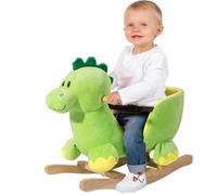 BAKAJI Dinosauro a Dondolo Cavalcabile Peluche Giocattolo per Bambini con Effetti Sonori Maniglie e Cintura di Sicurezza (Dinosaur)