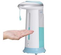 BAKAJI Dispenser Sapone Automatico Erogatore Dosatore per Gel e Sapone Liquido con Sensore a Infrarossi in ABS Bianco per Bagno e Cucina capacità 330 ml Dimensioni 14 x 8 x 20 cm