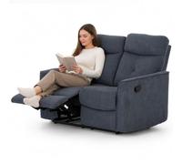BAKAJI Divano 2 Posti Recliner Manuale con Imbottitura ad Altissima Densità, Poltrona Schienale e Poggiapiedi Reclinabile, Design Moderno, Ideale per Soggiorno, Salotto, 132 x 96 x 103 cm