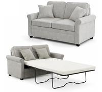 BAKAJI Divano Letto 2 Posti con Rivestimento in Tessuto Grigio e Cuscino Memory Ergonomico Apertura Facile, Divanetto Apribile con Cuscini ed Imbottitura ad Alta Densità, 142.5 x 77 x 86 cm (Grigio)