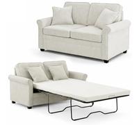 BAKAJI Divano Letto 2 Posti con Rivestimento in Tessuto Grigio e Cuscino Memory Ergonomico Apertura Facile, Divanetto Apribile con Cuscini ed Imbottitura ad Alta Densità, 142.5 x 77 x 86 cm (Beige)