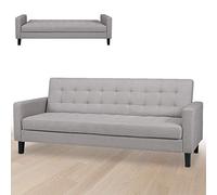 BAKAJI Divano Letto Clic Clac 3 Posti Struttura in Legno Rivestimento con Braccioli in Tessuto Trapuntato Imbottito Piedini Letto a Scomparsa Dimensione 204 x 85 x 81 cm (Grigio Chiaro)