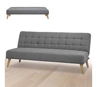 BAKAJI Divano Letto Clic Clac 3 Posti Struttura in Legno Rivestimento in Tessuto Trapuntato Imbottito Piedini Letto a Scomparsa Dimensione 180 x 86 x 81 cm (Grigio scuro)