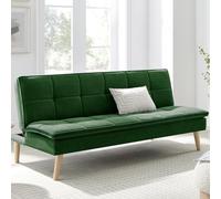 BAKAJI Divano Letto Reclinabile Clic Clac 3 Posti Reclinabile, Rivestimento in Tessuto, Seduta Imbottita ad Alta Densità e Ergonomica, Gambe in Legno, Apertura e Chiusura Facilitata (Verde)