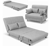 Divano Poltrona Letto 2 Posti una Piazza e mezza Ferro Tessuto Reclinabile Grigi