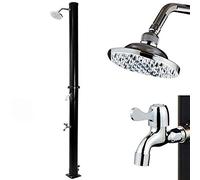 BAKAJI Doccia Solare per Giardino Piscina Esterno Campeggio Serbatoio 20Lt con Soffione Regolabile Lava Piedi Miscelatore Acqua Calda Attacco Tubo da Giardino Dimensione 214 x 11,5 x 11,5 cm