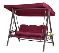 Dondolo Giardino Ibiza 3 Posti con Parasole Cuscini e Vassoi Pieghevoli Bordeax