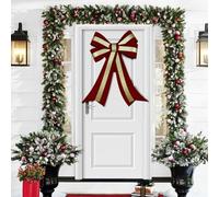 BAKAJI Fiocco Natalizio Fuoriporta 45 x 75 cm, Decoro Addobbo di Natale per Porta, Ghirlanda Multiuso Copriporta Natalizia, Decorazione Ideale per Feste, Matrimonio, FESTIVITÀ (Rosso e Oro)