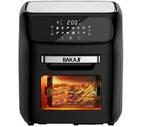 Bakaji Forno Friggitrice ad Aria Calda Frigge Cuoce Griglia Essicca Senza Olio Airfryer Capacità 12Lt Display LED Touch 12 Programmi Timer Regolazione Temperatura Potenza 1800W (Nero)