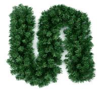 BAKAJI Ghirlanda Natalizia Verde Modello Aspen Lunghezza 270cm, Festone Natalizio Rami Albero di Natale con 180 Punte Super Folta, Decorazione Natalizie per Camino, Muro, Ringhiera, Arco Ingresso Casa