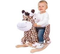 BAKAJI Giraffa a Dondolo Cavalcabile Peluche Giocattolo per Bambini con Effetti Sonori Maniglie e Cintura di Sicurezza (Giraffe)
