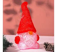 BAKAJI Gnomo Folletto Forma Acrilica Addobbo Natalizio LED Illuminazione Esterni e Interni Natale Luci da Giardino Oggettistica Decorazioni Festive Natalizie (Folletto Rosso)