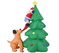 Bakaji Gonfiabile Albero con Babbo Natale e cane Luci a LED Altezza 180 cm Sistema Autogonfiabile Protezione IP44 Addobbo e Decorazione Natalizia da Esterno