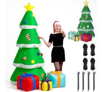 BAKAJI Gonfiabile Albero di Natale XXL per Esterni ed Interni, Autogonfiante Natalizio con Kit di Istallazione Rapida, Picchetti e Corde, Illuminazione Led Protezione IP44, Giardino, Vetrine (240 cm)