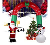 Gonfiabile Arco Natalizio con Babbo Natale E Pupazzo di Neve con Luci 240CM
