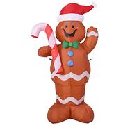 Bakaji Gonfiabile Omino di Marzapane Di Natale Con Luci a LED Altezza 150 cm Sistema Autogonfiabile Protezione IP44 Addobbo e Decorazione Natalizia da Esterno