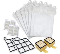 BAKAJI Kit 12 Sacchetti Ricambi per Aspirapolvere Folletto Compatibili, Sacchi per Scopa Elettrica, Sacchetti Intercambiabili di altissima qualità (VK135 - VK136, Bianco + 12 Profumini + 2 filtri)