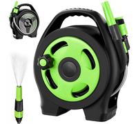 BAKAJI Kit Avvolgitubo Portatile in PVC con Getto Regolabile da Giardino, per Irrigazione Giardini, Cespugli, Piante, Prato, Attacco 1/2" - 3/4" (11.5 Metri)