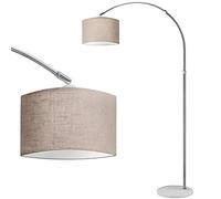 BAKAJI Lampada ad Arco Piantana da Terra Design Moderno Struttura in Metallo Luce Lampadina E27 60 W con Paralume Orientabile in Tessuto Base Rotonda in Marmo Altezza Regolabile (Beige)