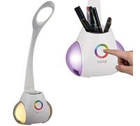 BAKAJI Lampada da Tavolo Luce LED Dimmerabile Accensione Touch con Luce d'atmosfera RGB con Cambio Colore e Portapenne Collo Regolabile Dimensione 58 x 18 cm Colore Bianco