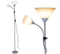 Lampada Piantana da Terra 180cm Design Moderno 2 Bracci Paralume Metallo Grigio