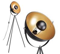 BAKAJI Lampada Piantana da Terra Design Moderno Industriale Struttura in Metallo Luce Lampadina E27 60 W con Paralume Girevole e Regolabile Base Treppiede Altezza 161cm Arredamento Casa Nero