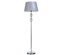 Bakaji Lampada Piantana da Terra Luce Lampadina E27 Max 60W Base in Metallo Cromato e Cristallo Paralume in Tessuto Grigio Design Moderno Altezza 144cm
