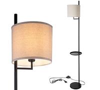 Lampada Piantana Terra Design Moderno Paralume E27 Tessuto con Tavolino Nero