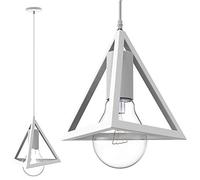 Bakaji Lampadario Lampada a Sospensione da Soffitto Piramide 18cm in Metallo Design Moderno Portalampada E27 Lampadina Max 40W Illuminazione Arredamento Casa con Kit Montaggio Incluso (Bianco)